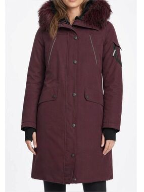 ALPINE NORTH Laurentian Vegan Down Long Parka Winter with Faux Fur Hood, Grape